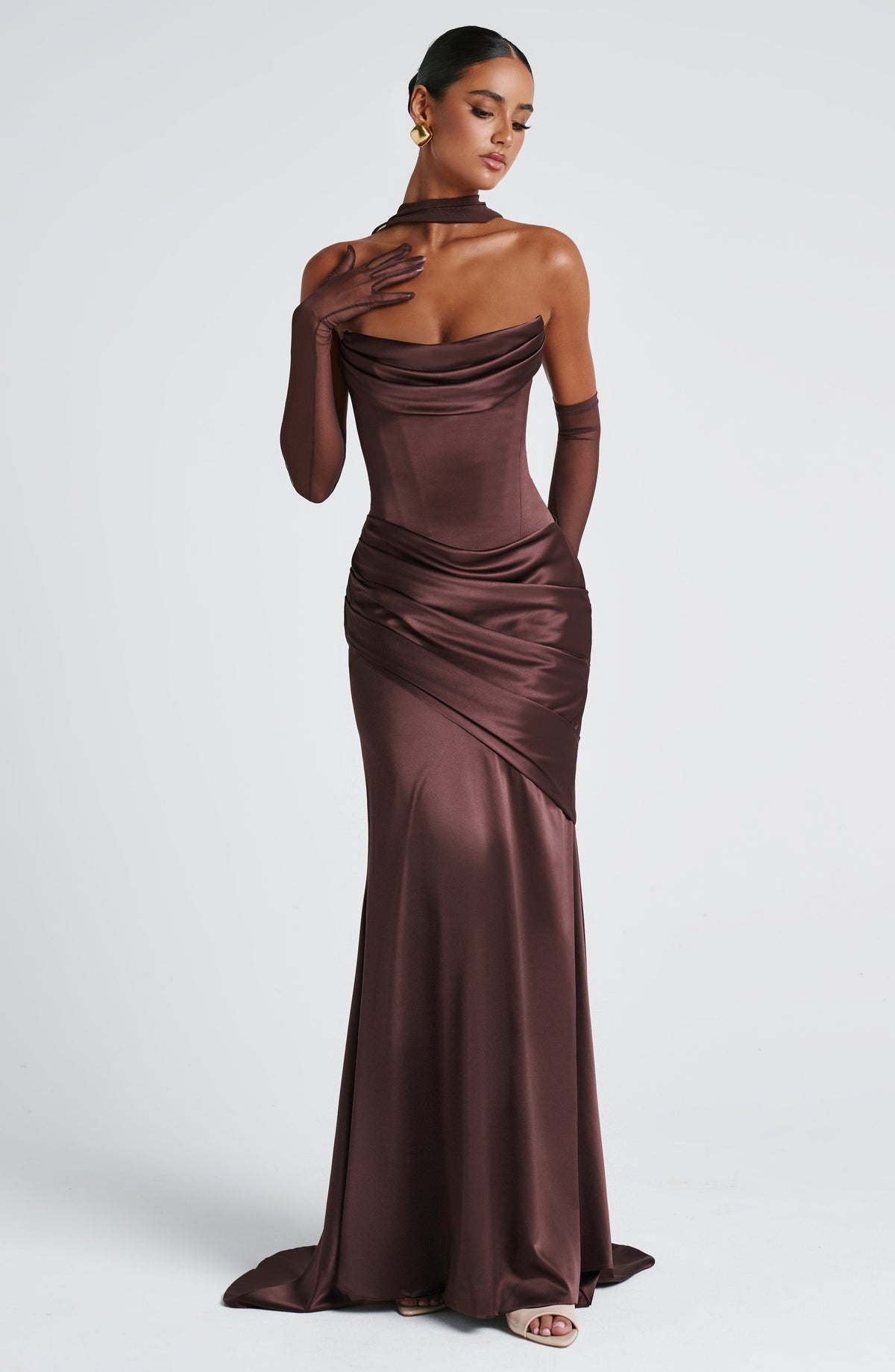 Kensington Plum Satin Maxi Dress Plum Brown 3