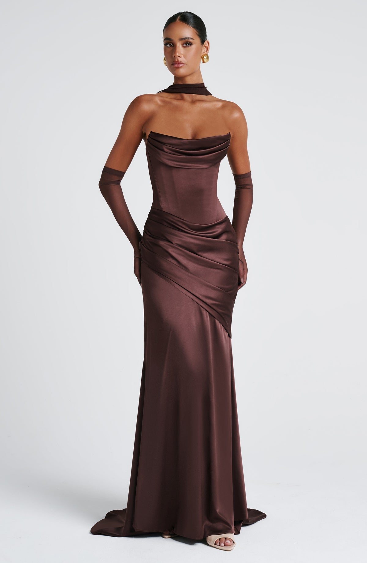 Kensington Plum Satin Maxi Dress Plum Brown 10