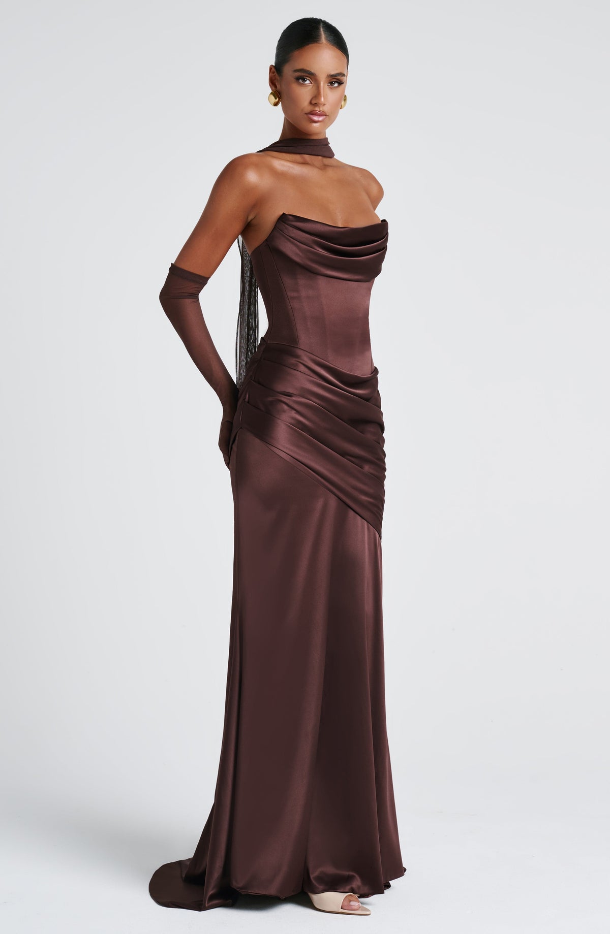 Kensington Plum Satin Maxi Dress Plum Brown 6