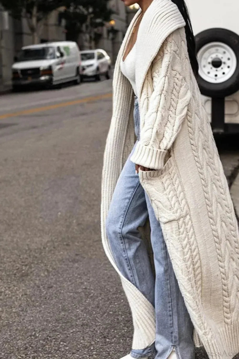 Margot Wool Lapel Overcoat White 4