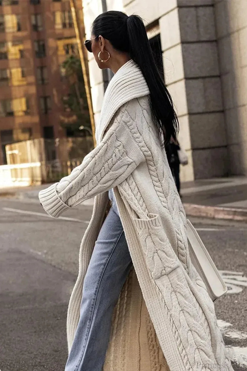 Margot Wool Lapel Overcoat White 5