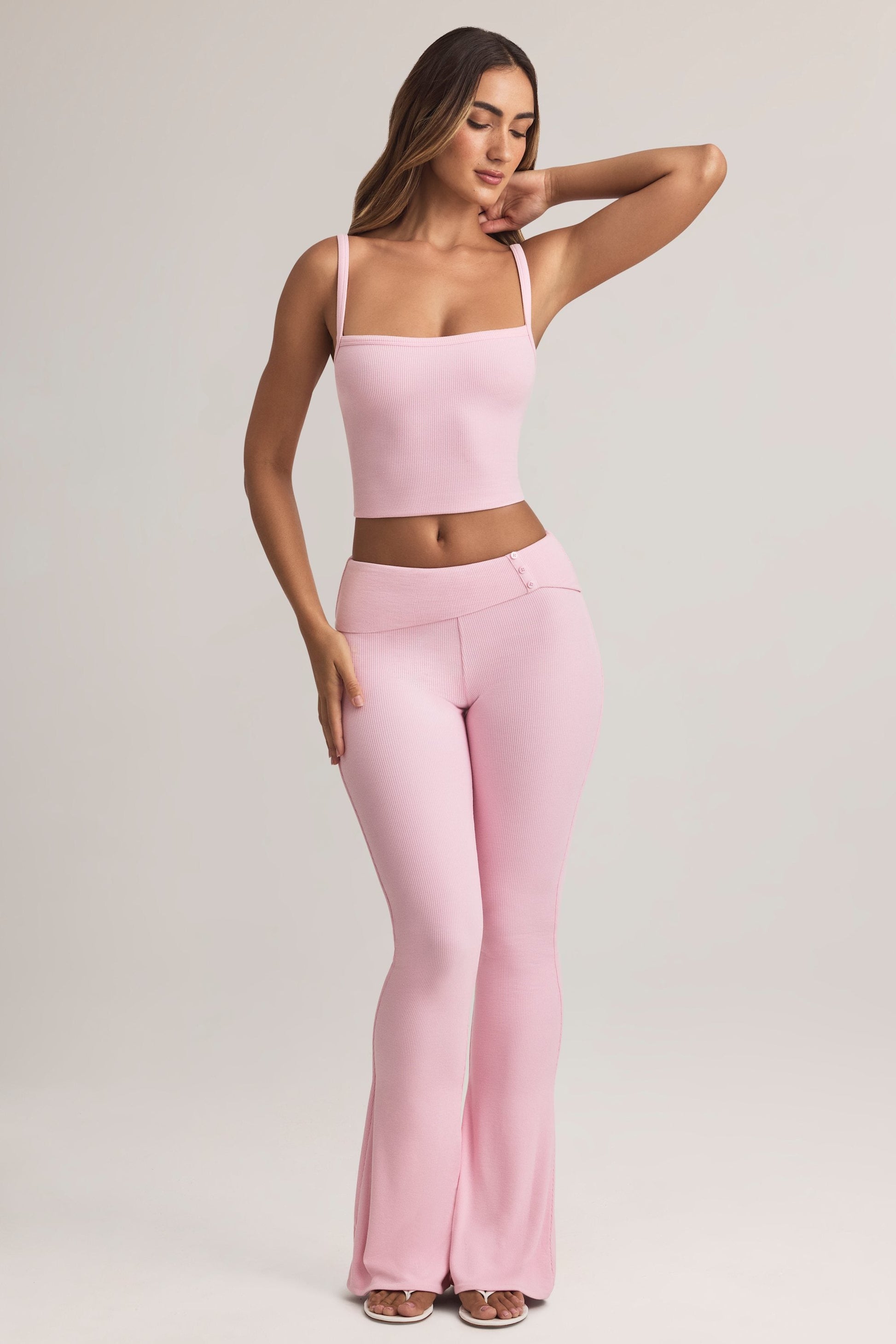 Ainslee Square Neck Midi Dress Neck Camisole Top in Pastel Pink 6