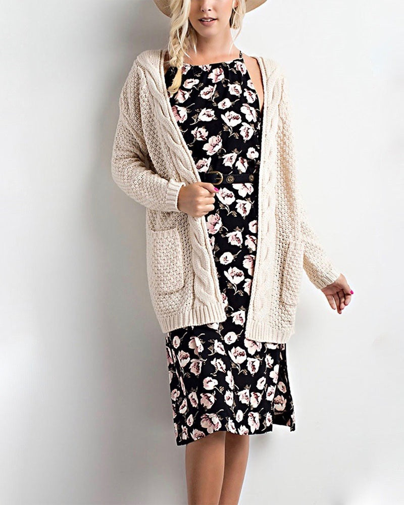 Margot Open-Front Cable Knit Cardigan MINT 7