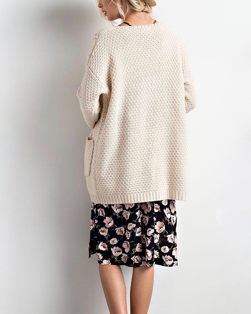 Margot Open-Front Cable Knit Cardigan NATURAL 8