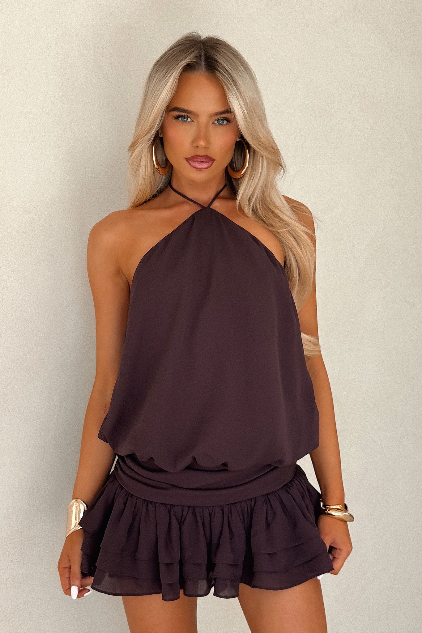 Latina Open Back Mini Dress Plum 5