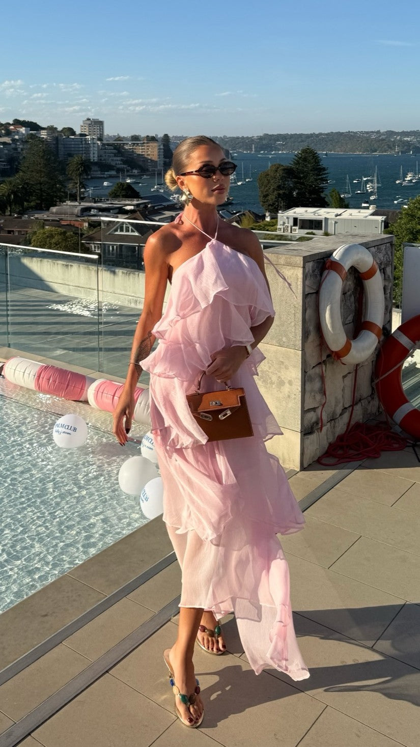 Margot Linen Maxi Dress in Sunshine Pink 8