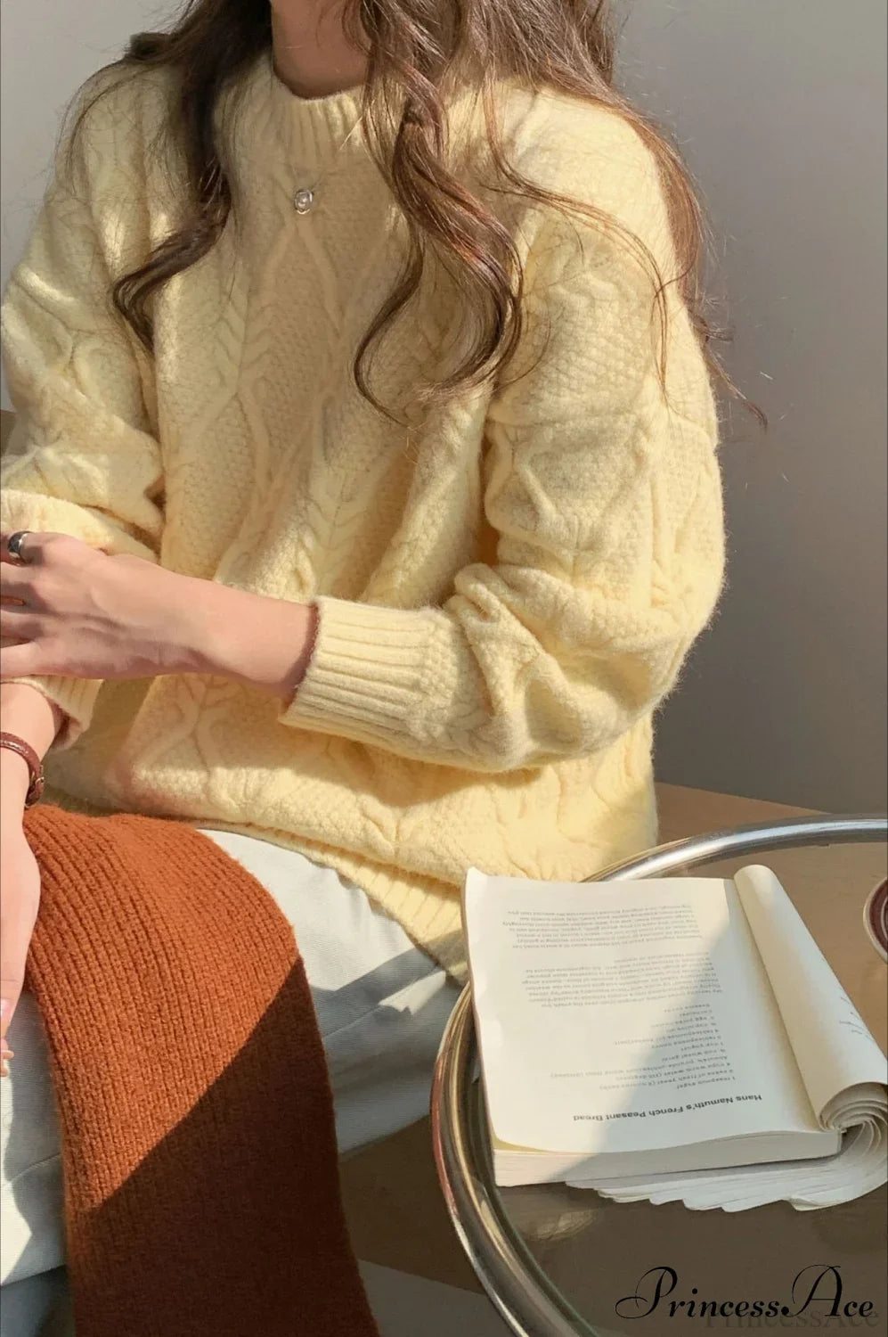 Ginevra Cable-Knit Sweater in Butter Yellow 6