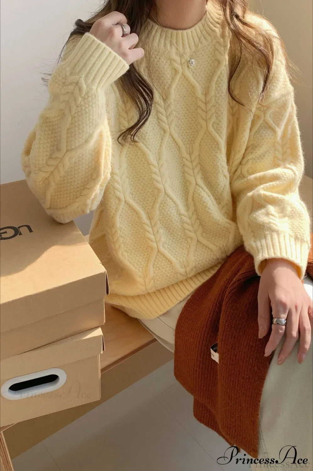 Ginevra Cable-Knit Sweater in Butter Red 7