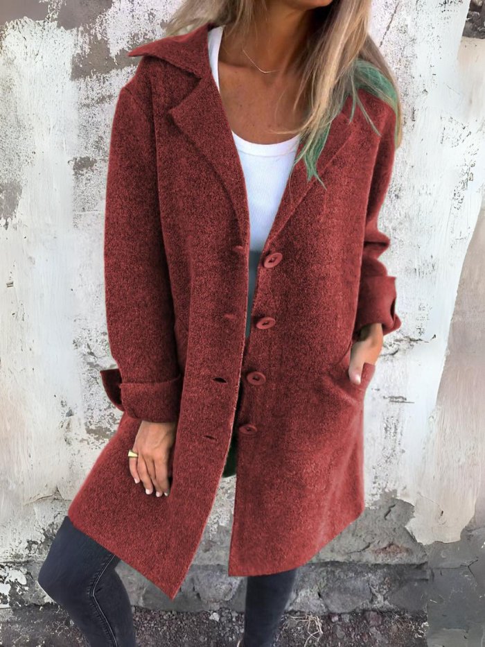 Pippa Lapel Collar Button-Front Coat Green 4