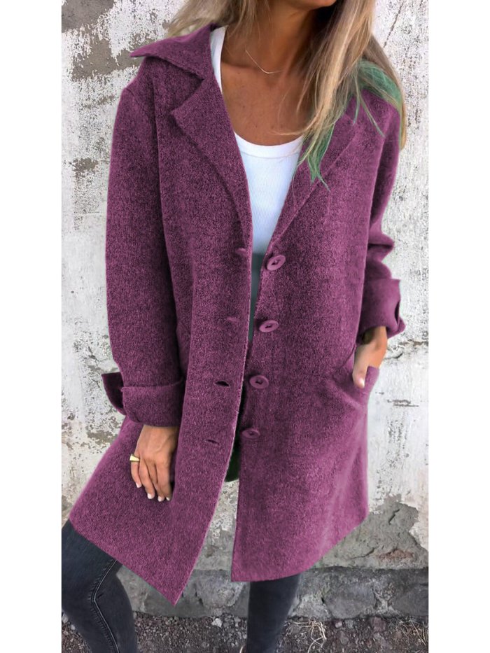 Pippa Lapel Collar Button-Front Coat Blue 8