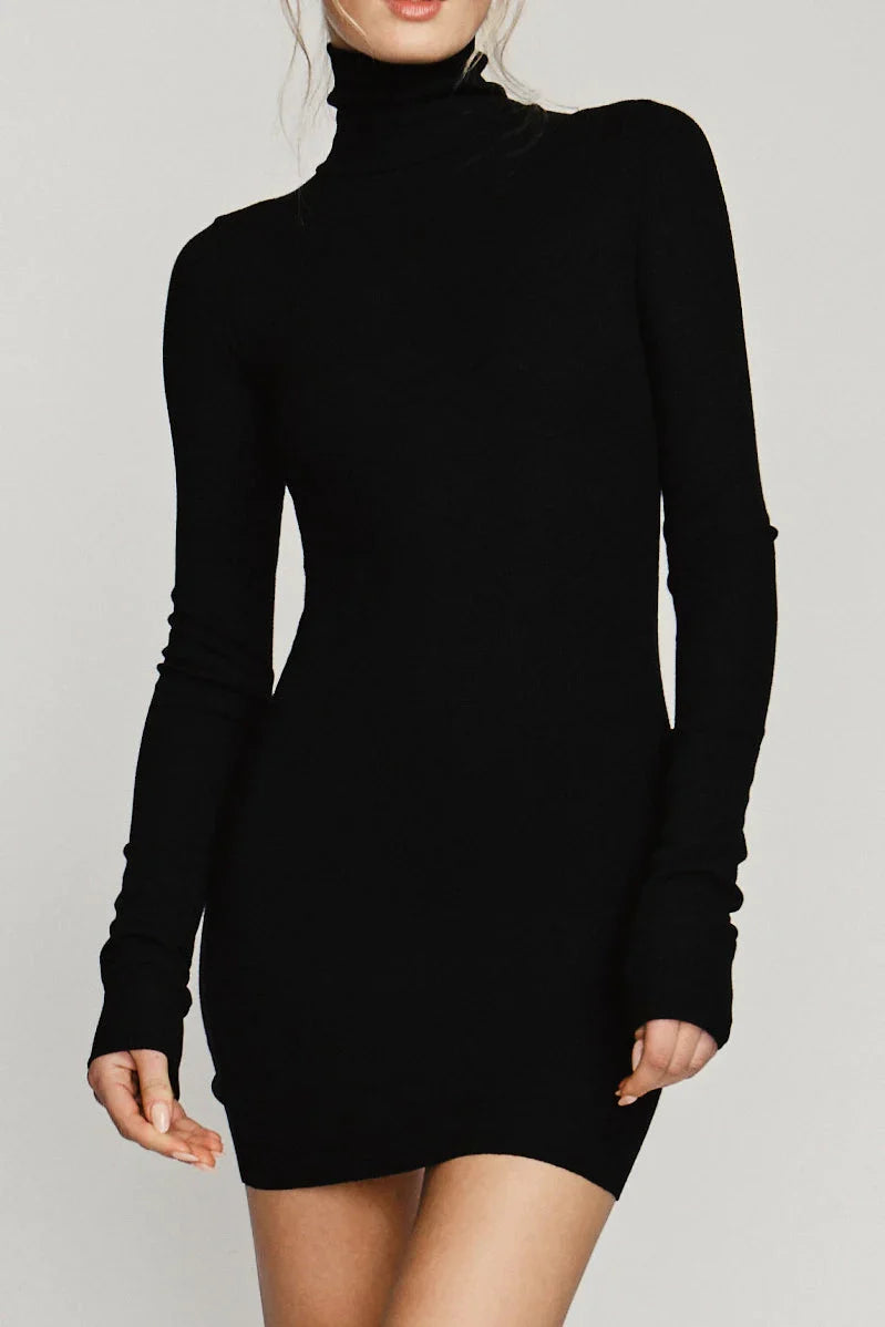 Minerva Turtleneck Mini Dress in Black Black 4