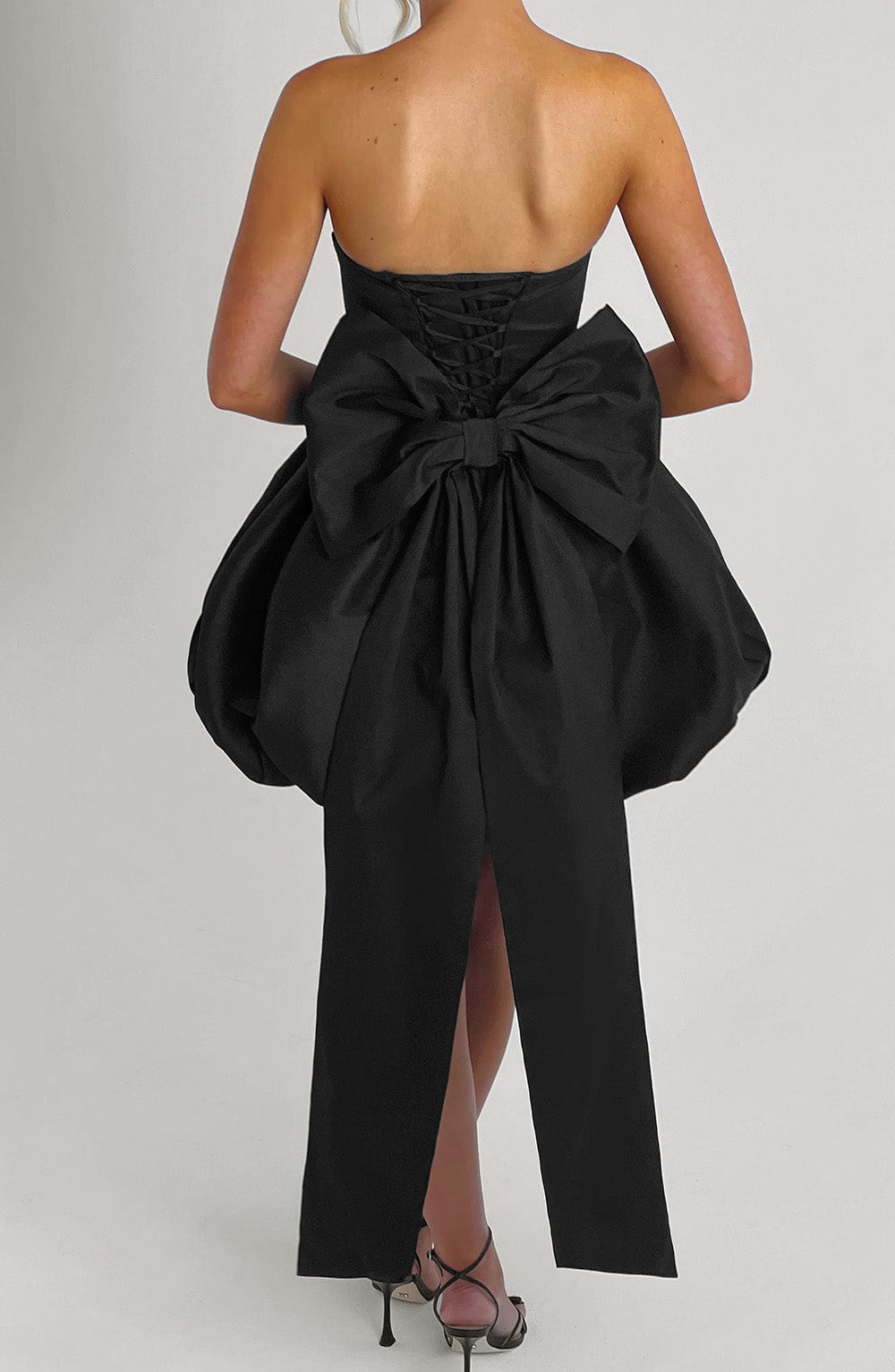 Lotus Satin Mini Dress in Black Black 10