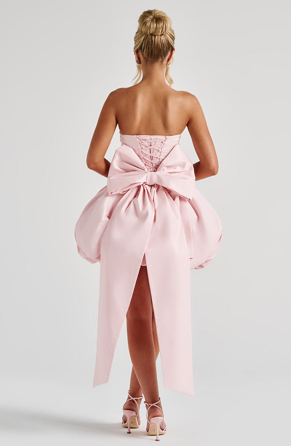 Lotus Satin Mini Dress in Black Blush 8