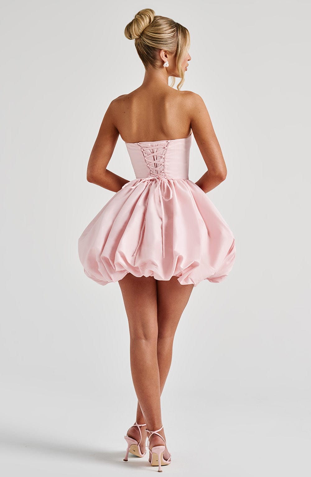 Lotus Satin Mini Dress in Black Blush 10