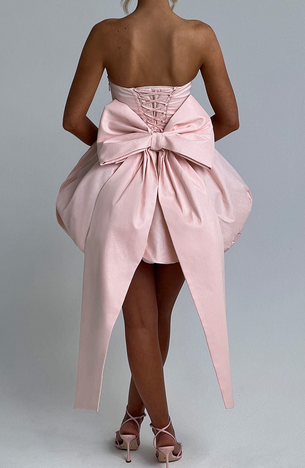 Lotus Satin Mini Dress in Black Blush 3