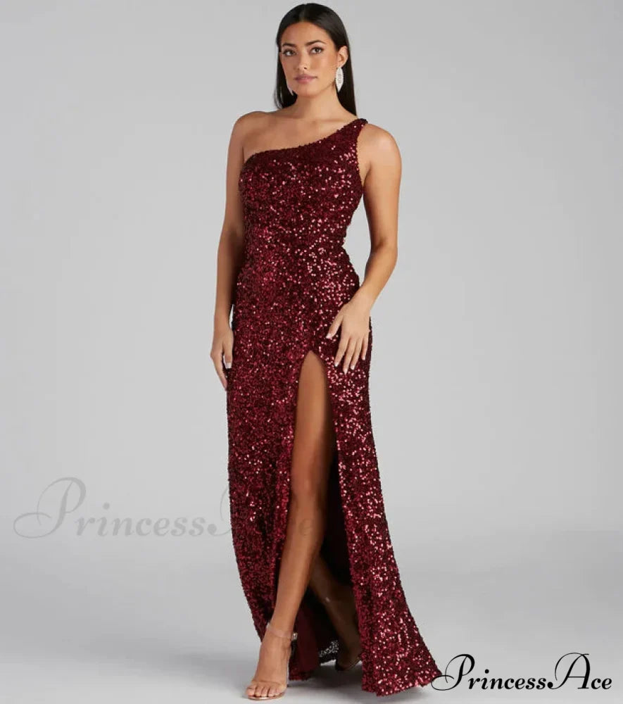 Lyla One-Shoulder Sequin Dress KHAKI 3