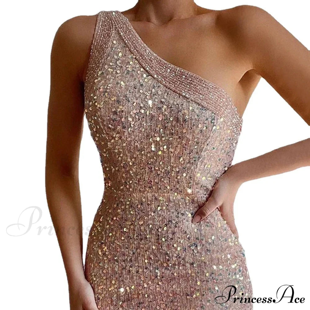 Lyla One-Shoulder Sequin Dress WHITE 6