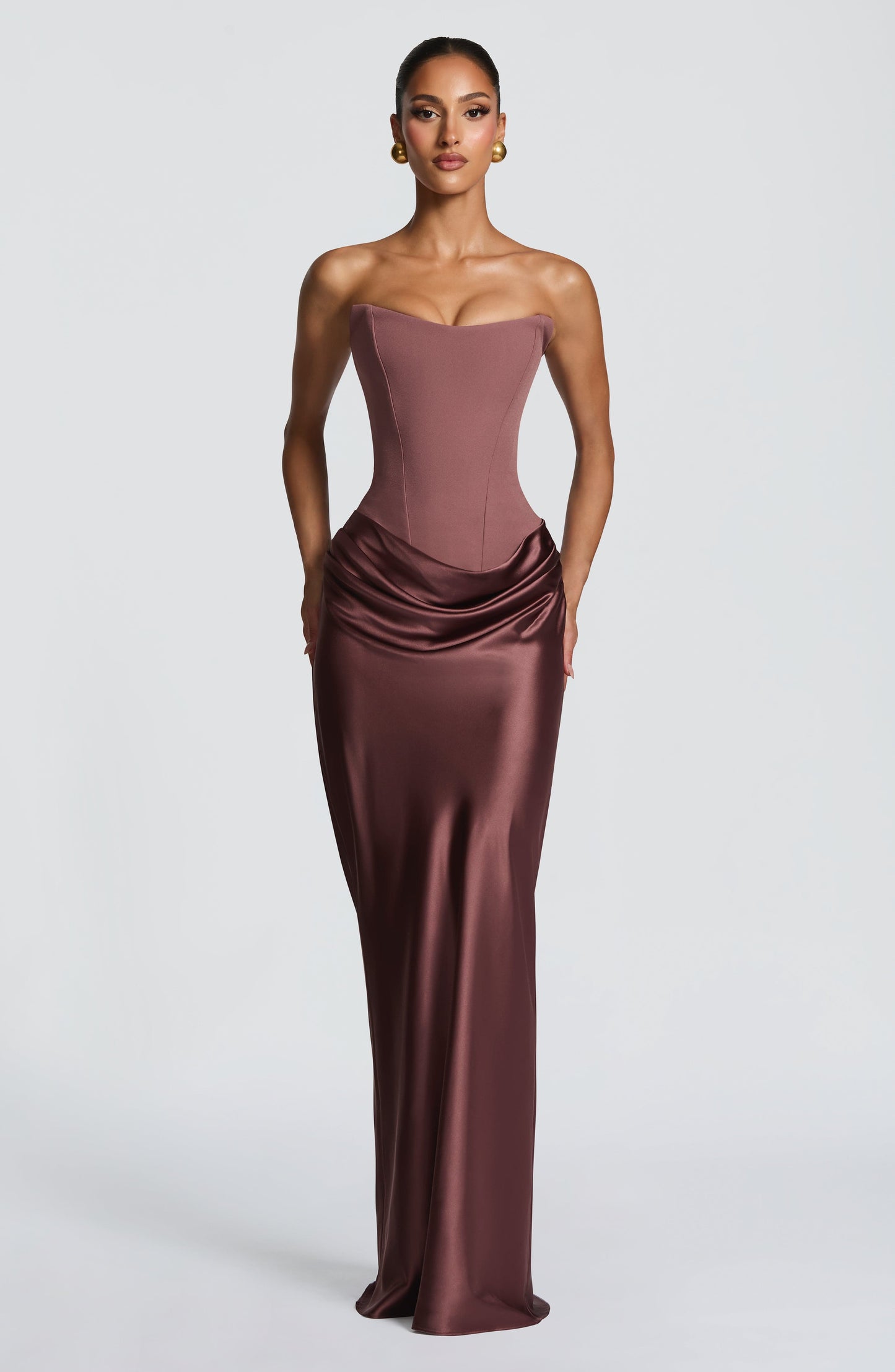 Maggie Navy Maxi Dress Dusty Rose 1