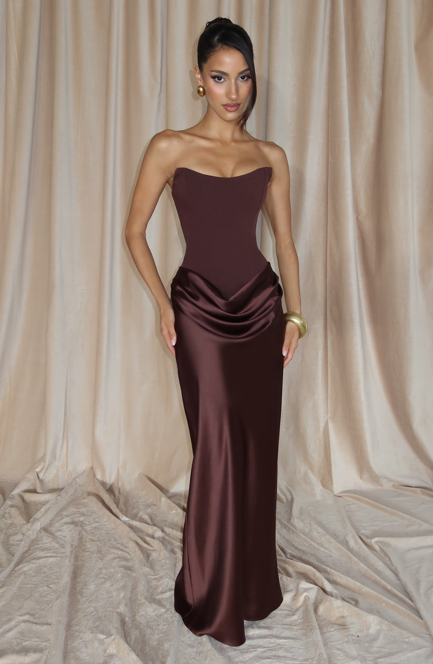 Maggie Navy Maxi Dress Plum Brown 8