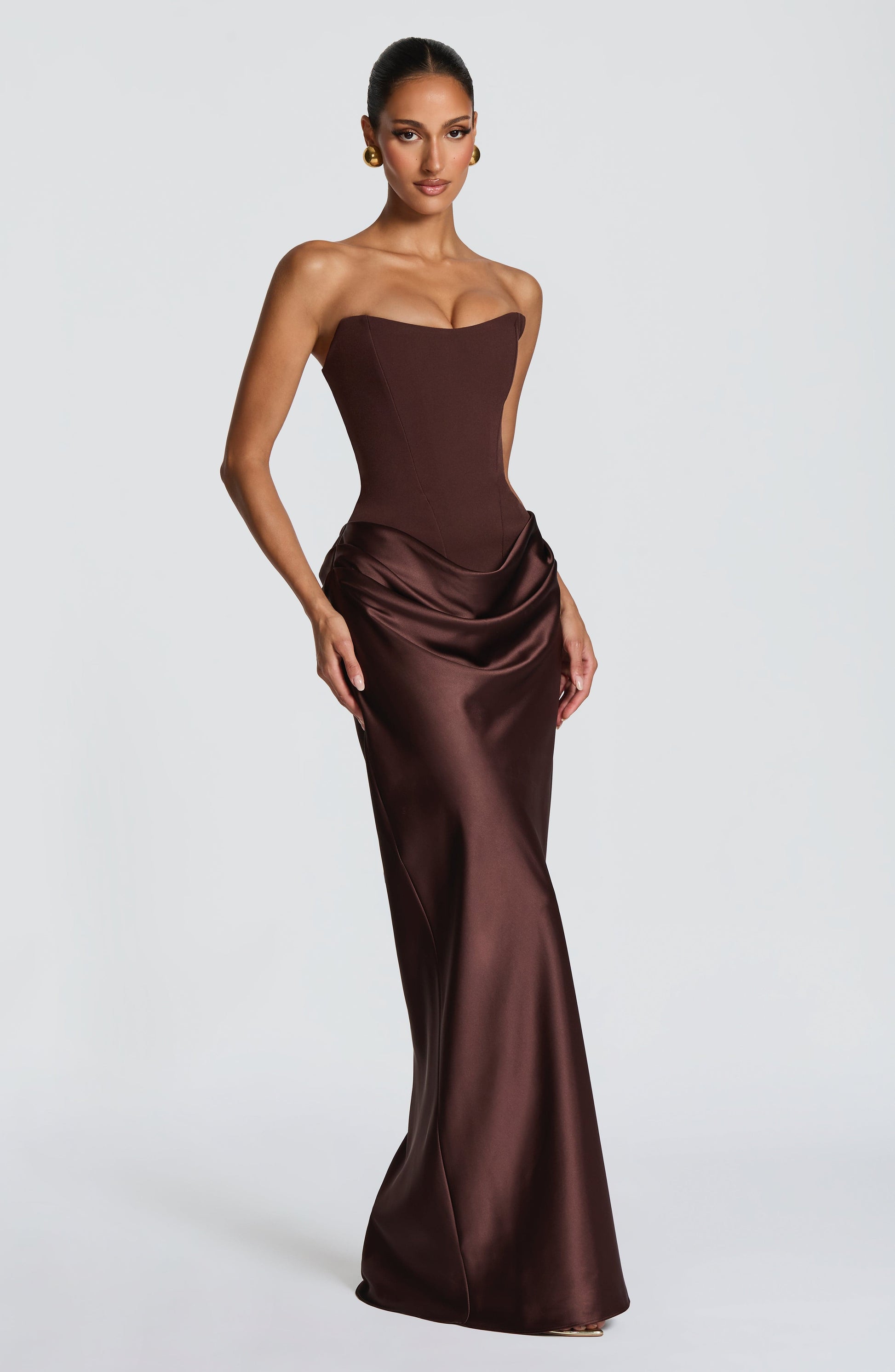 Maggie Navy Maxi Dress Plum Brown 3