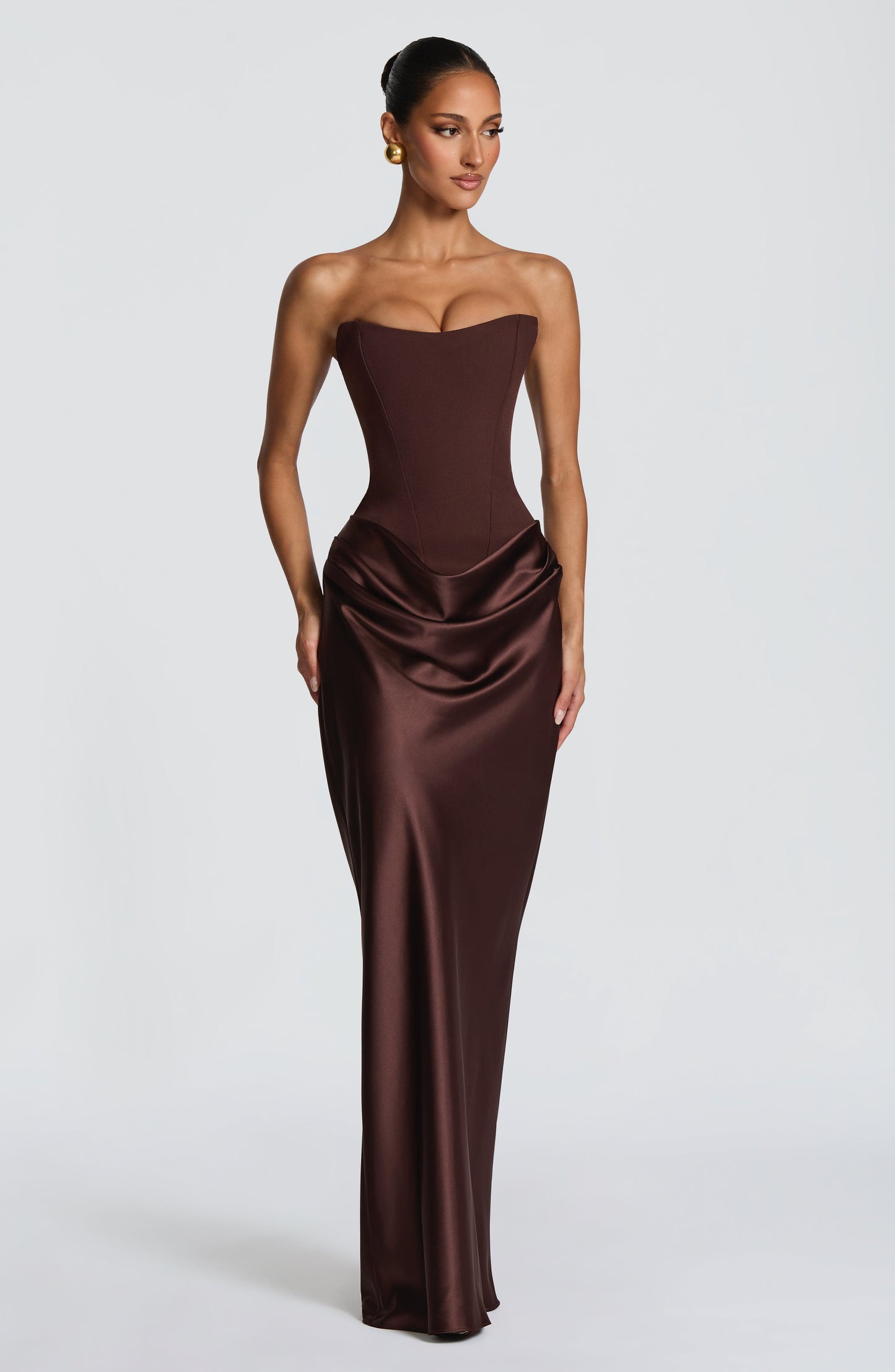 Maggie Navy Maxi Dress Plum Brown 5
