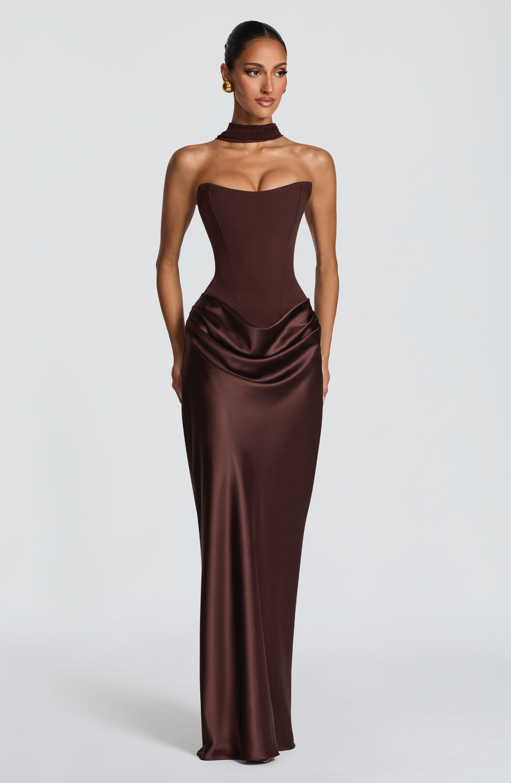 Maggie Navy Maxi Dress Plum Brown 1