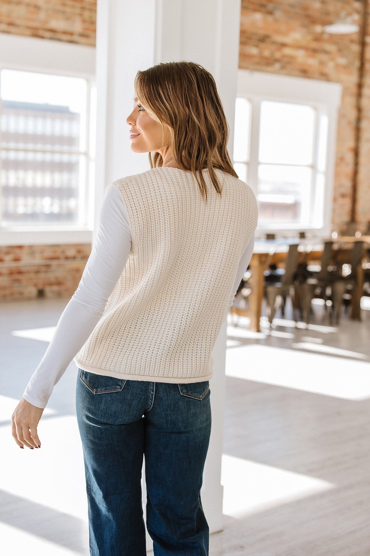 Marissa Textured Knit Vest White 5