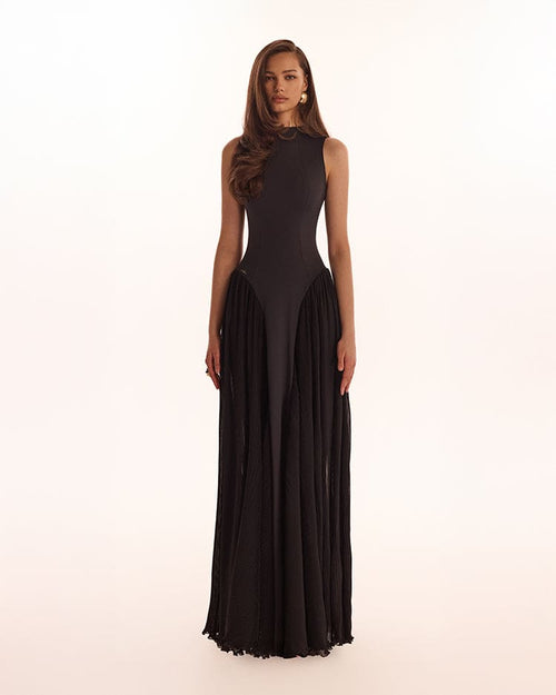 Margot Mock Neck Maxi Dress Black 1