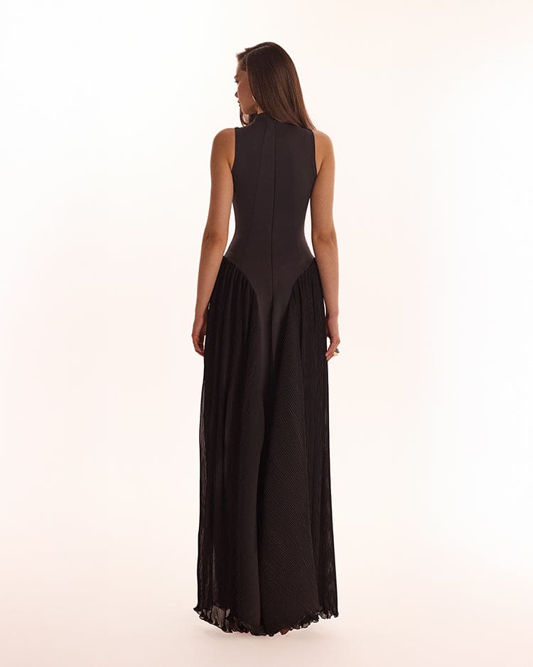 Margot Mock Neck Maxi Dress Black 3