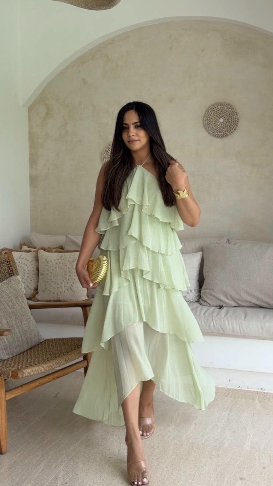 Margot Linen Maxi Dress in Sunshine Sage 10