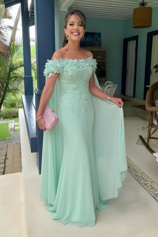Daffodil Margot Off-Shoulder Chiffon Mermaid Dress