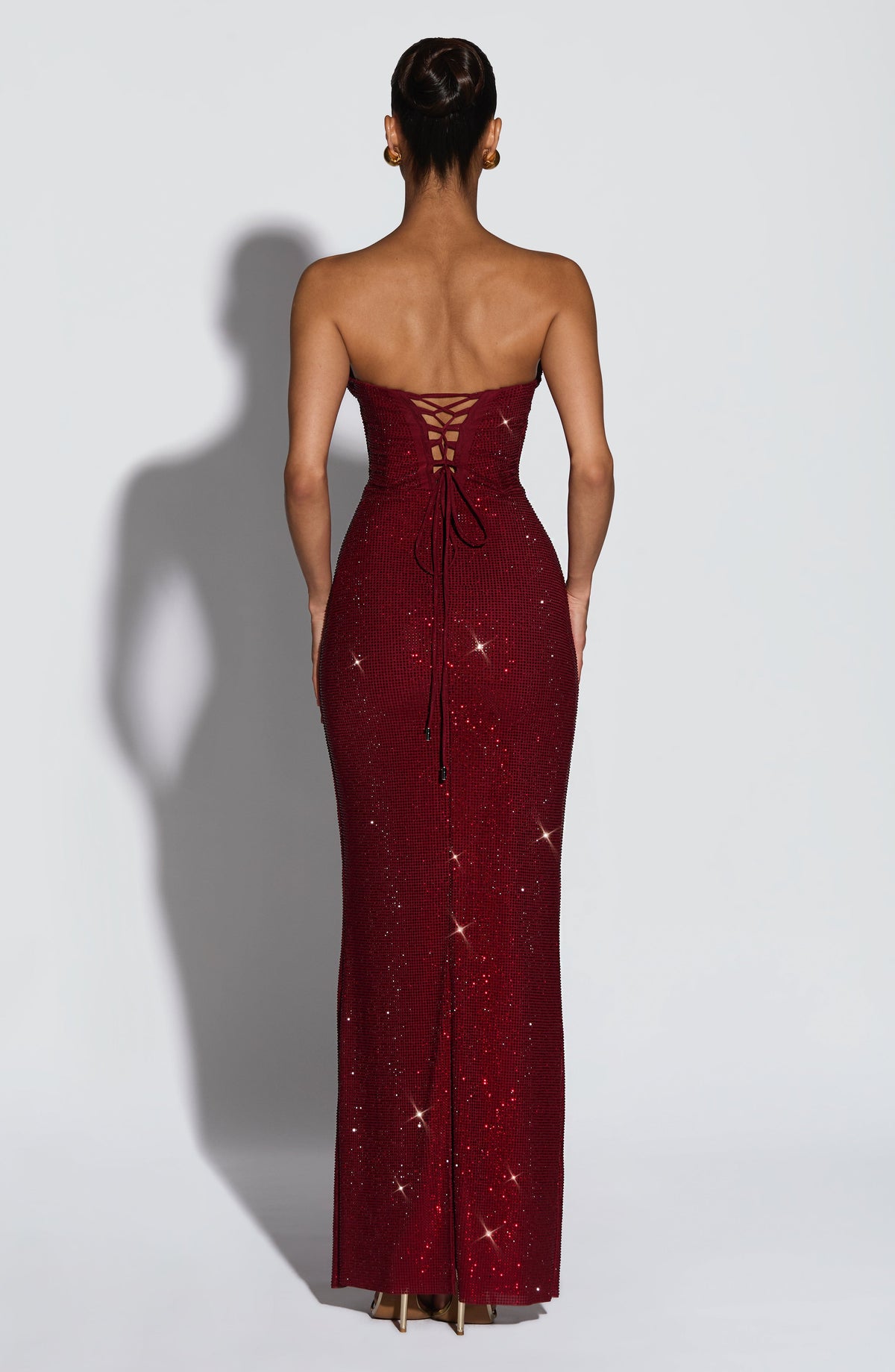 Mirabella Satin Maxi Dress in Plum Burgundy 2