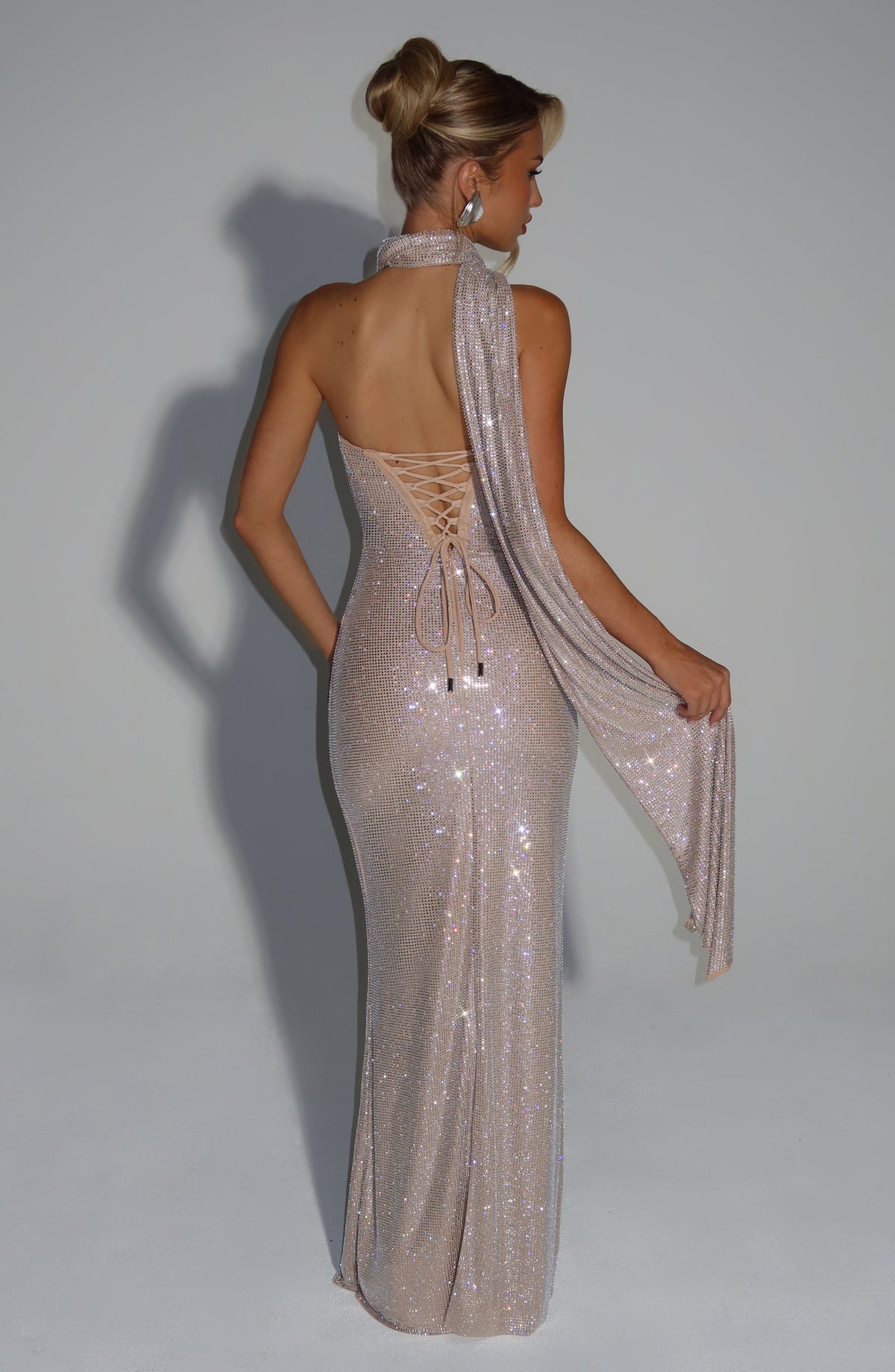 Mirabella Satin Maxi Dress in Plum Nude 5