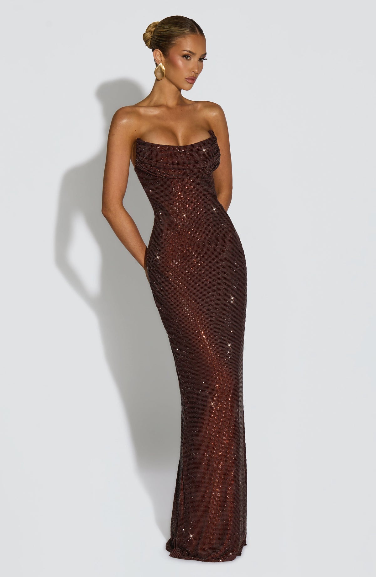Mirabella Satin Maxi Dress in Plum Plum Brown 8