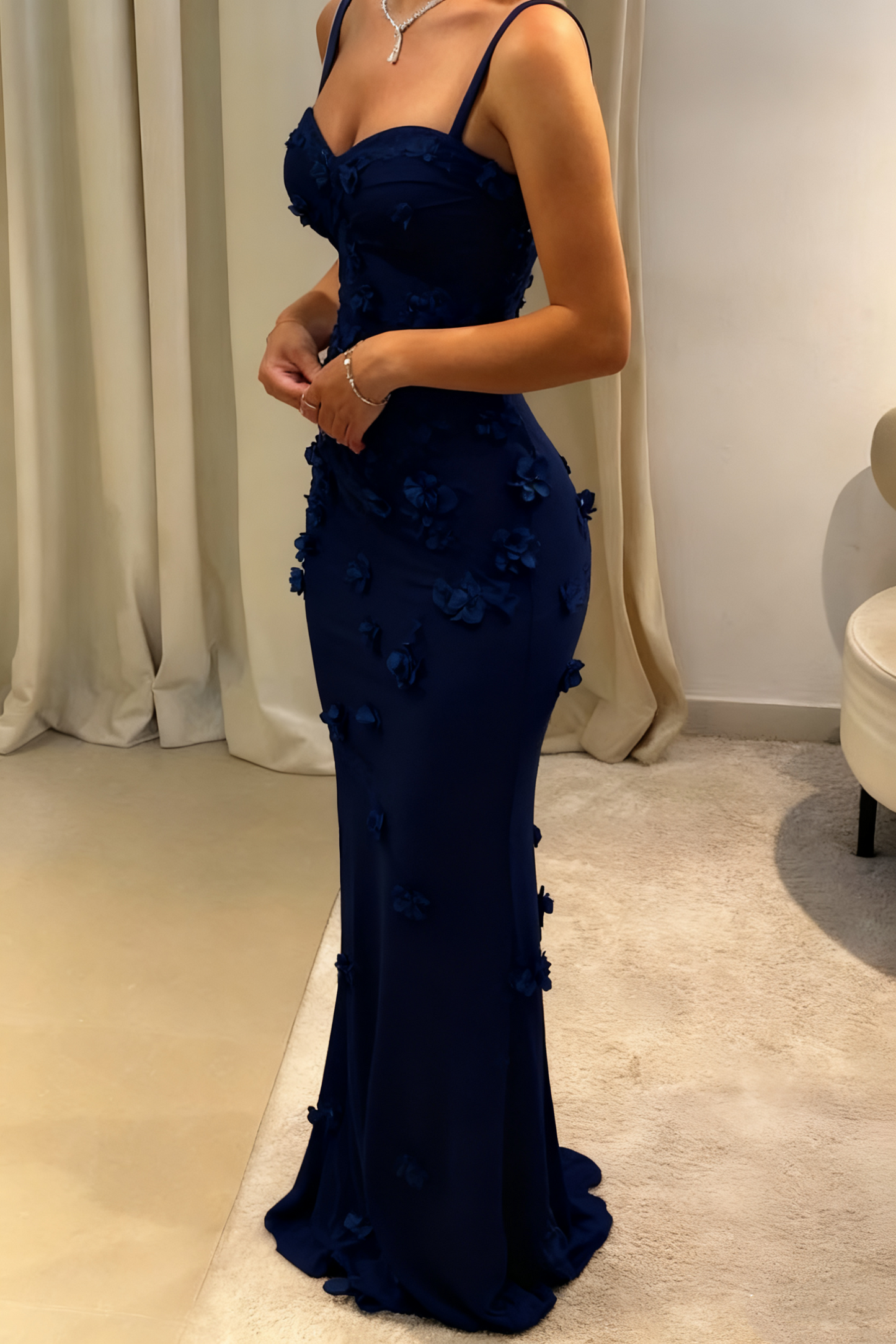 Celestine Mermaid Satin Gown Black 8