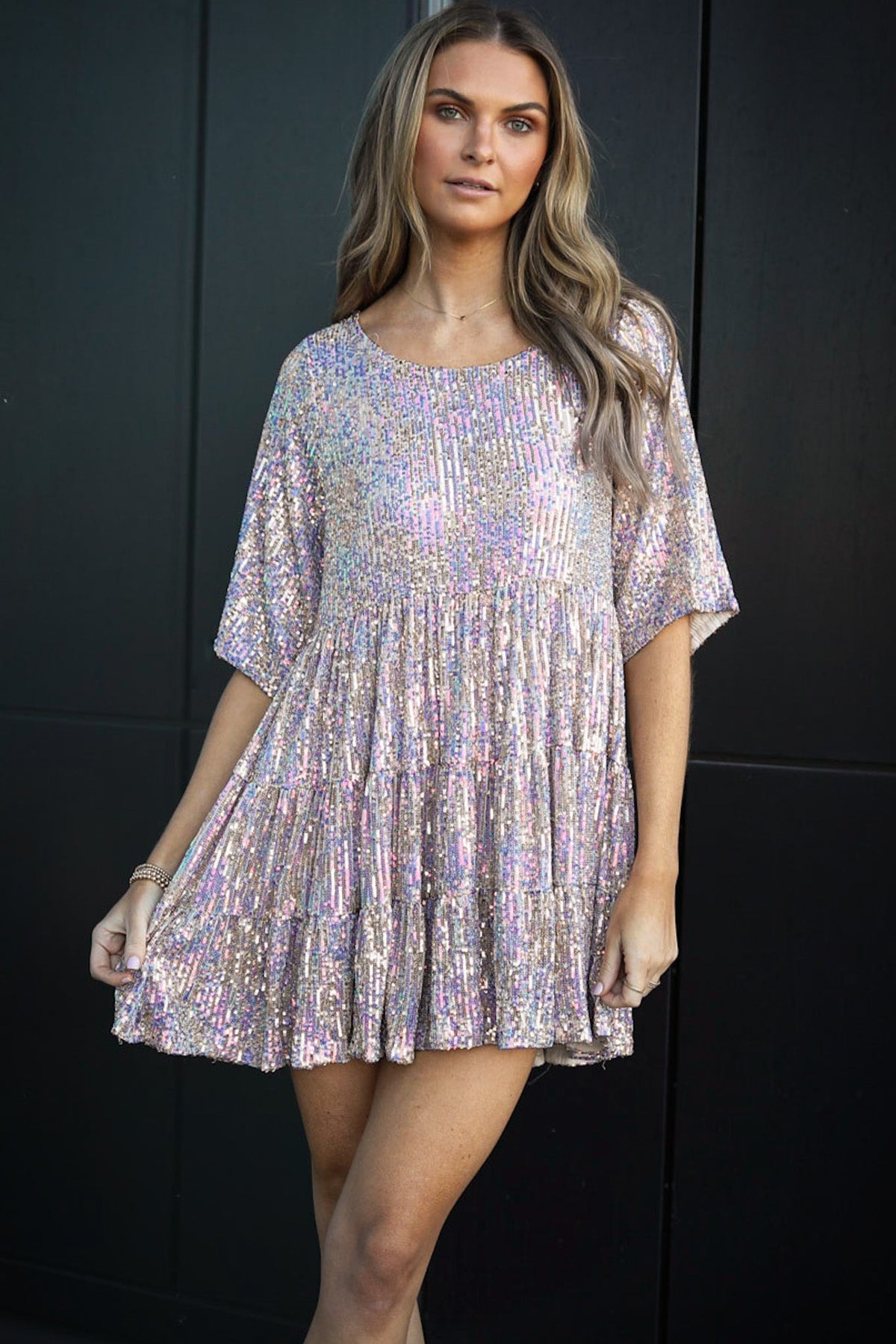 Aurelia Sequin Mini Dress Champagne 7