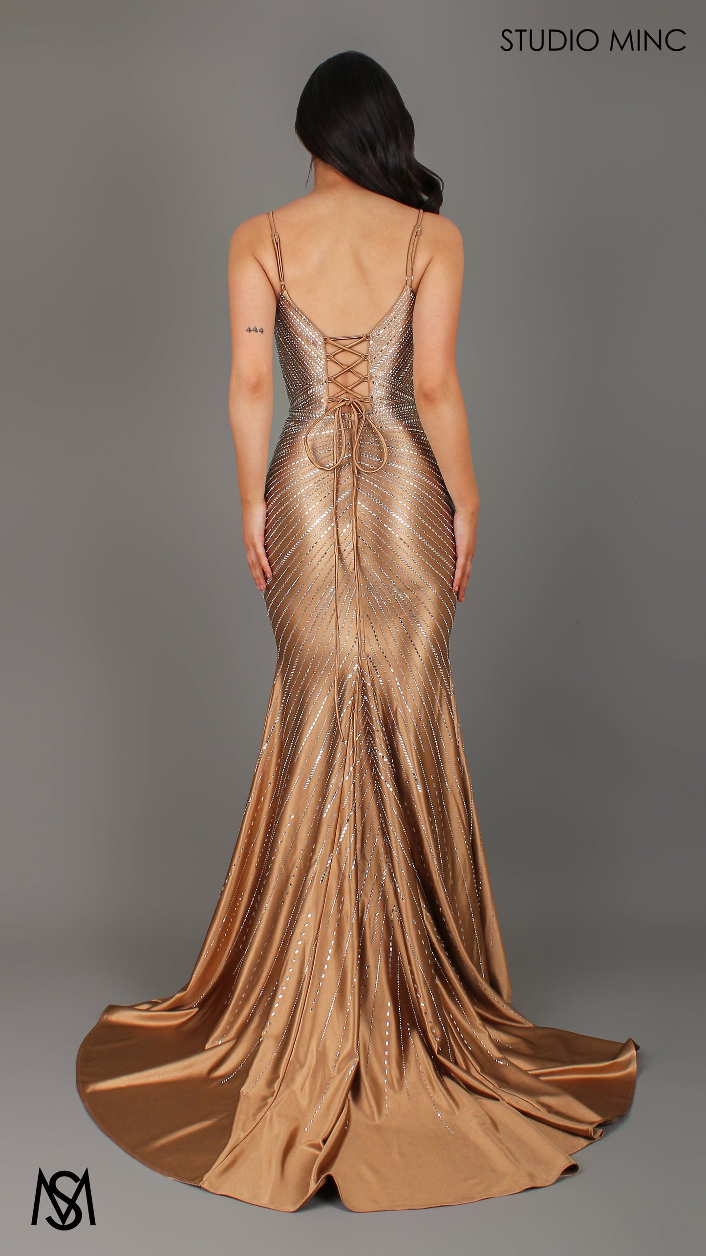 Mystique Rhinestone Mermaid Dress Bronze Gold & Silver formal dress, Rhinestone sparkly fitted Mermaid 2