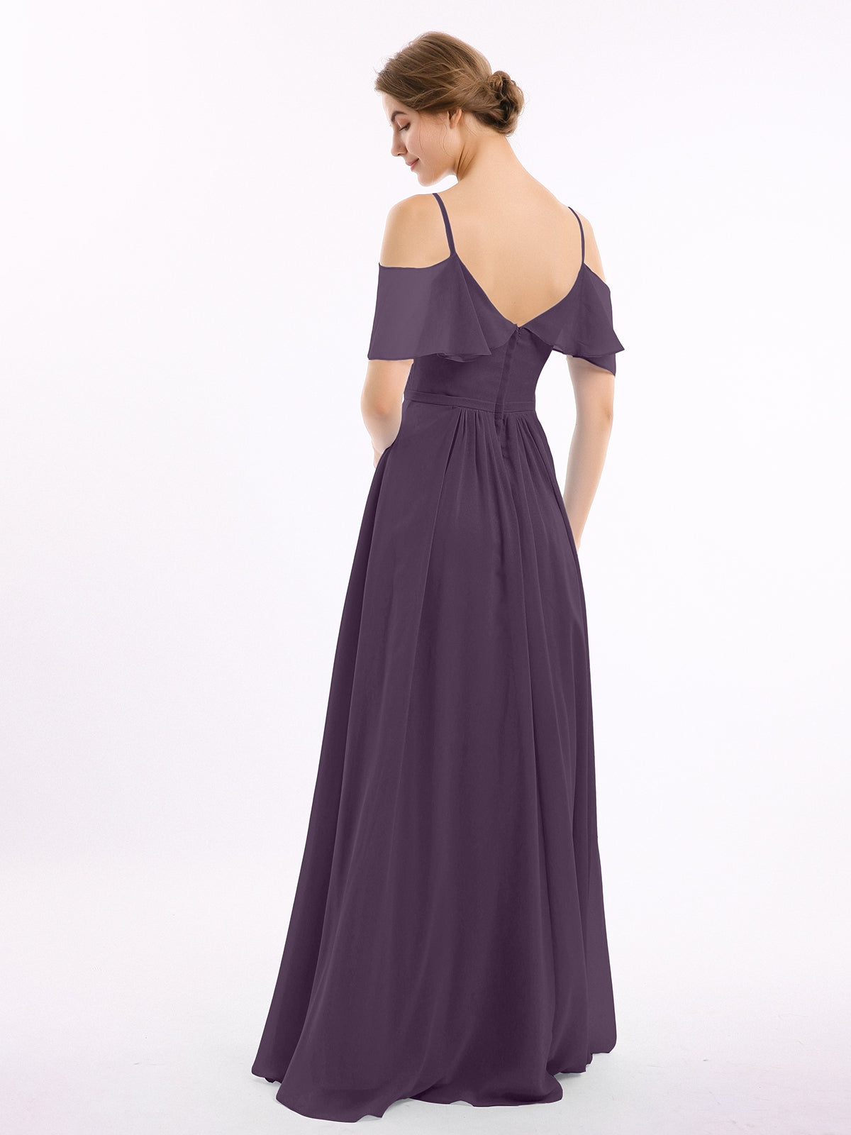 Margot Chiffon Off-Shoulder Dress Plum 2