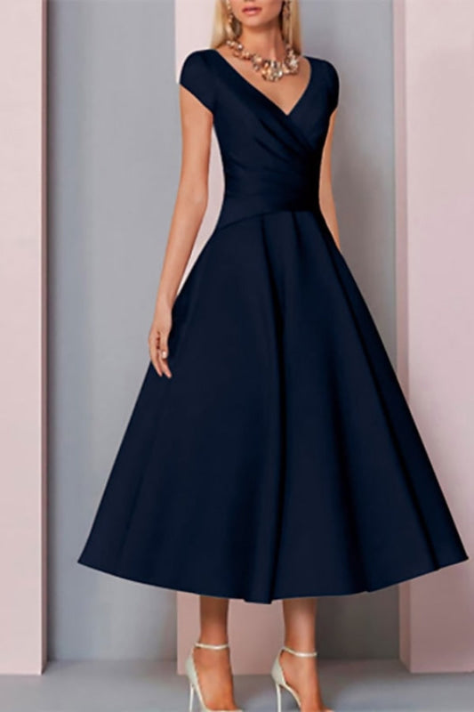 Dark Green Eleanor Satin A-Line Dress