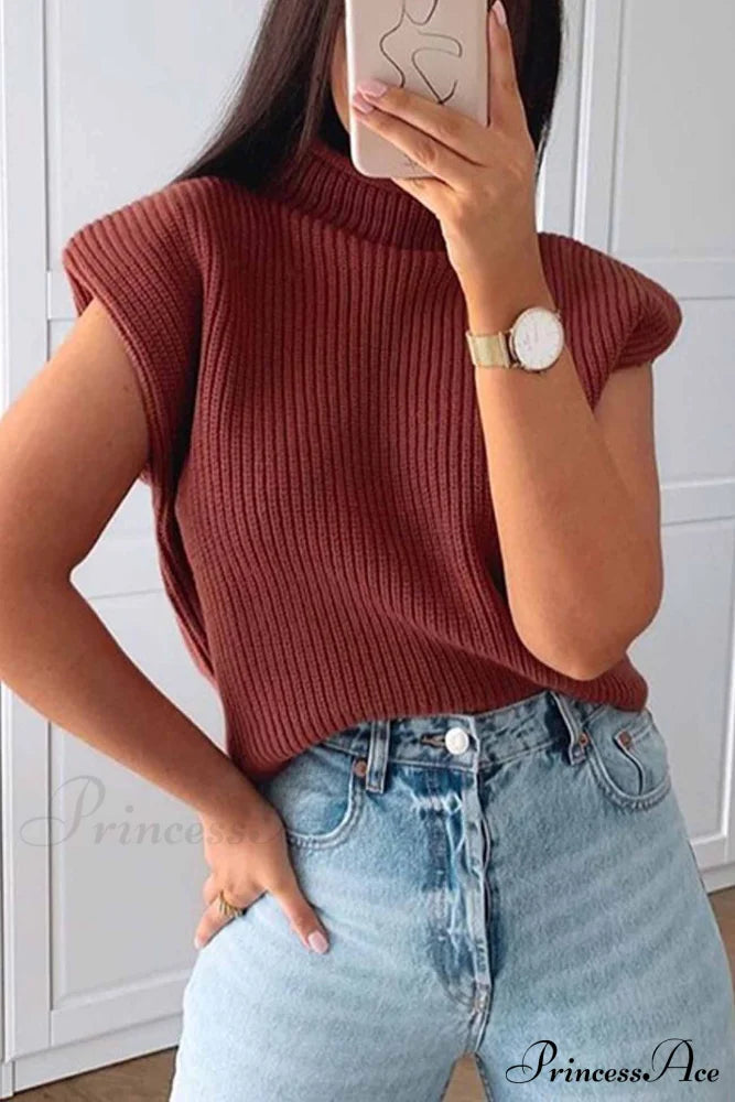 Margot Mock Neck Sweater Wine Red 9