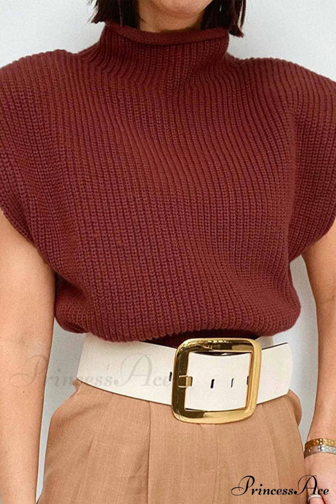 Margot Mock Neck Sweater Wine Red 7