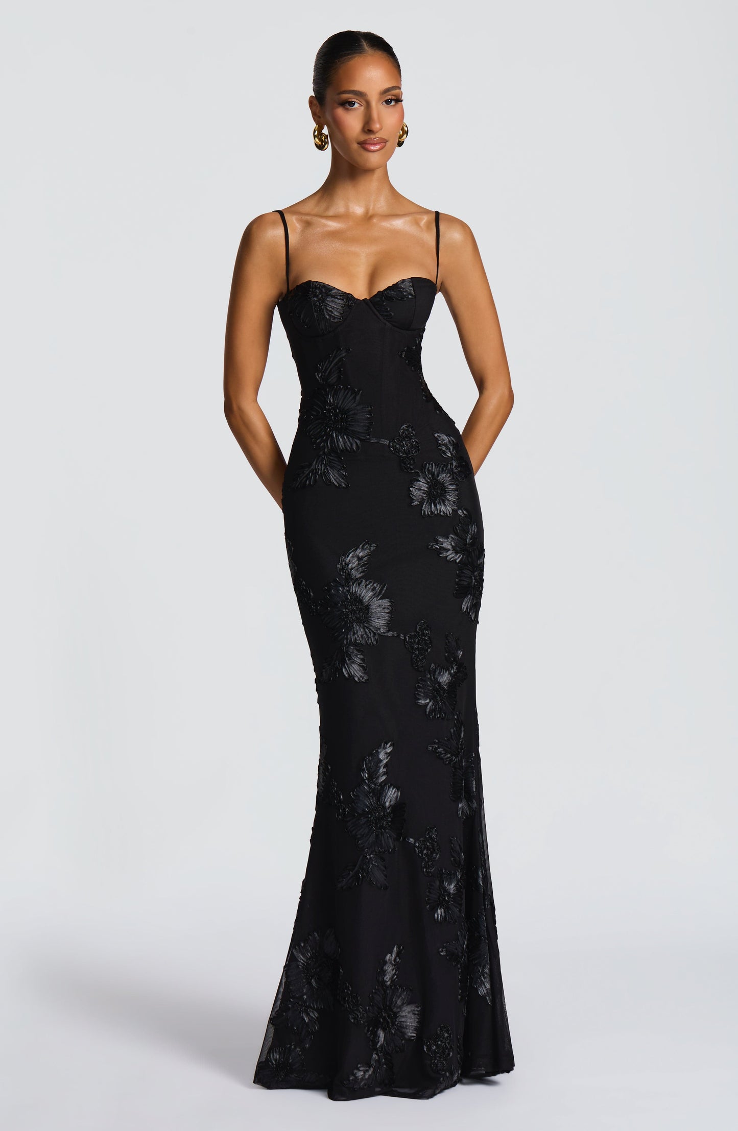 Nefertiti Plum Silk Maxi Dress Black 2