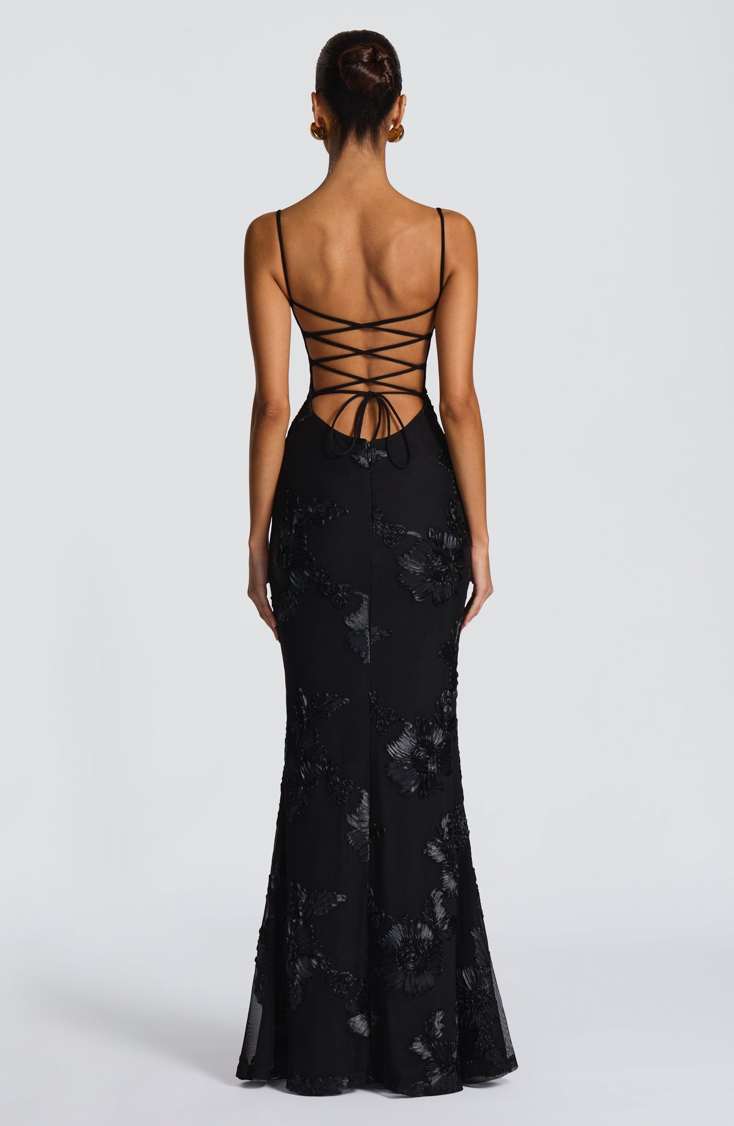 Nefertiti Plum Silk Maxi Dress Black 3