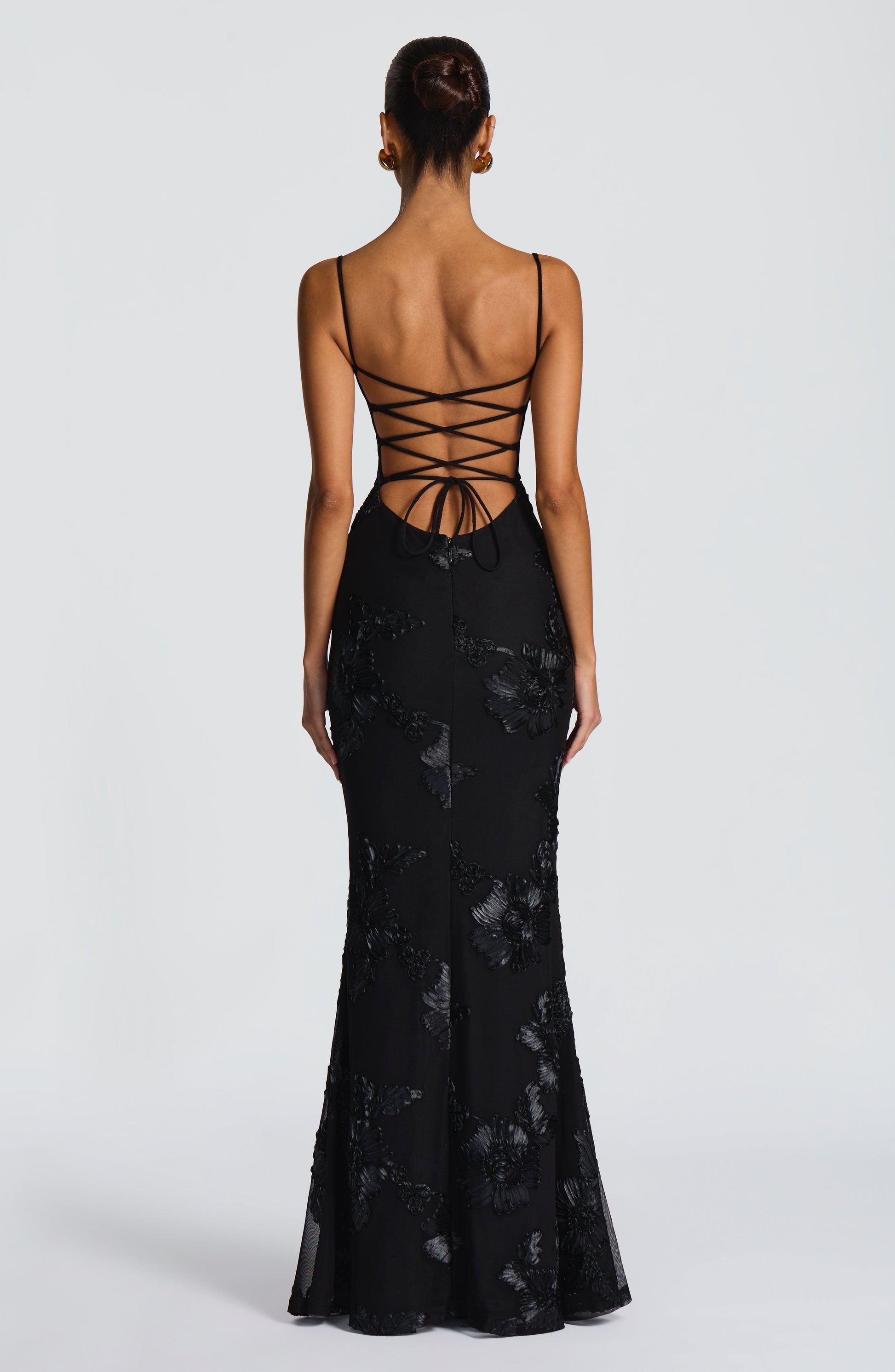 Nefertiti Plum Silk Maxi Dress Black 3