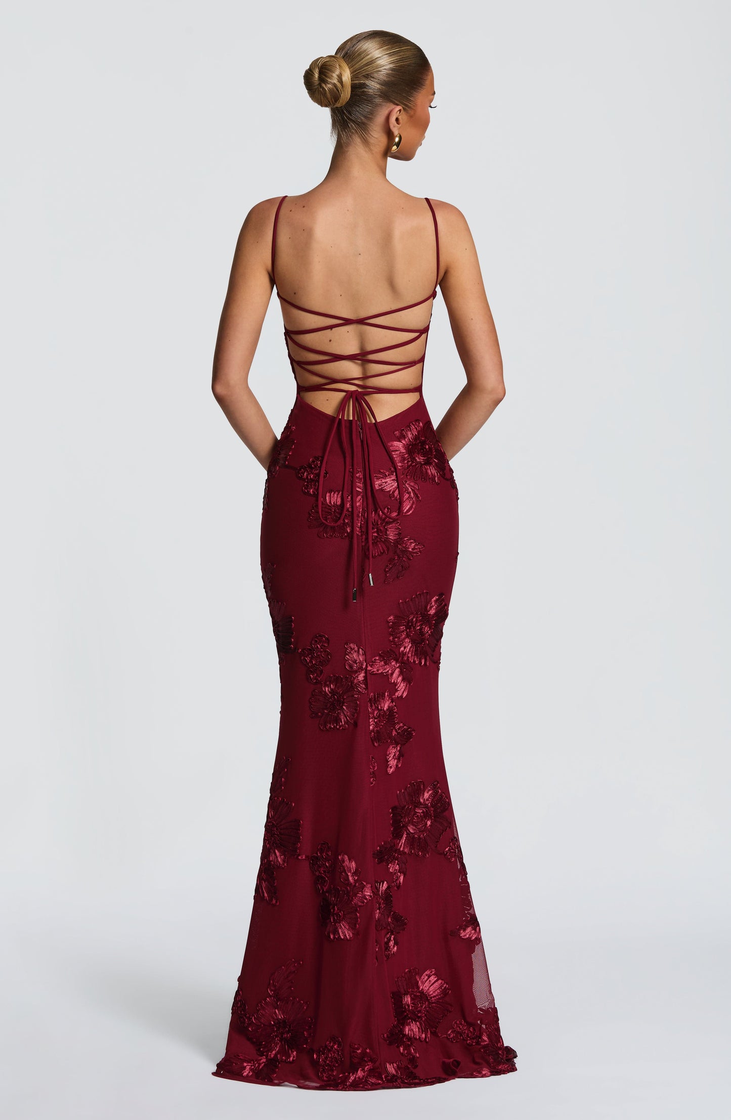 Nefertiti Plum Silk Maxi Dress Burgundy 2