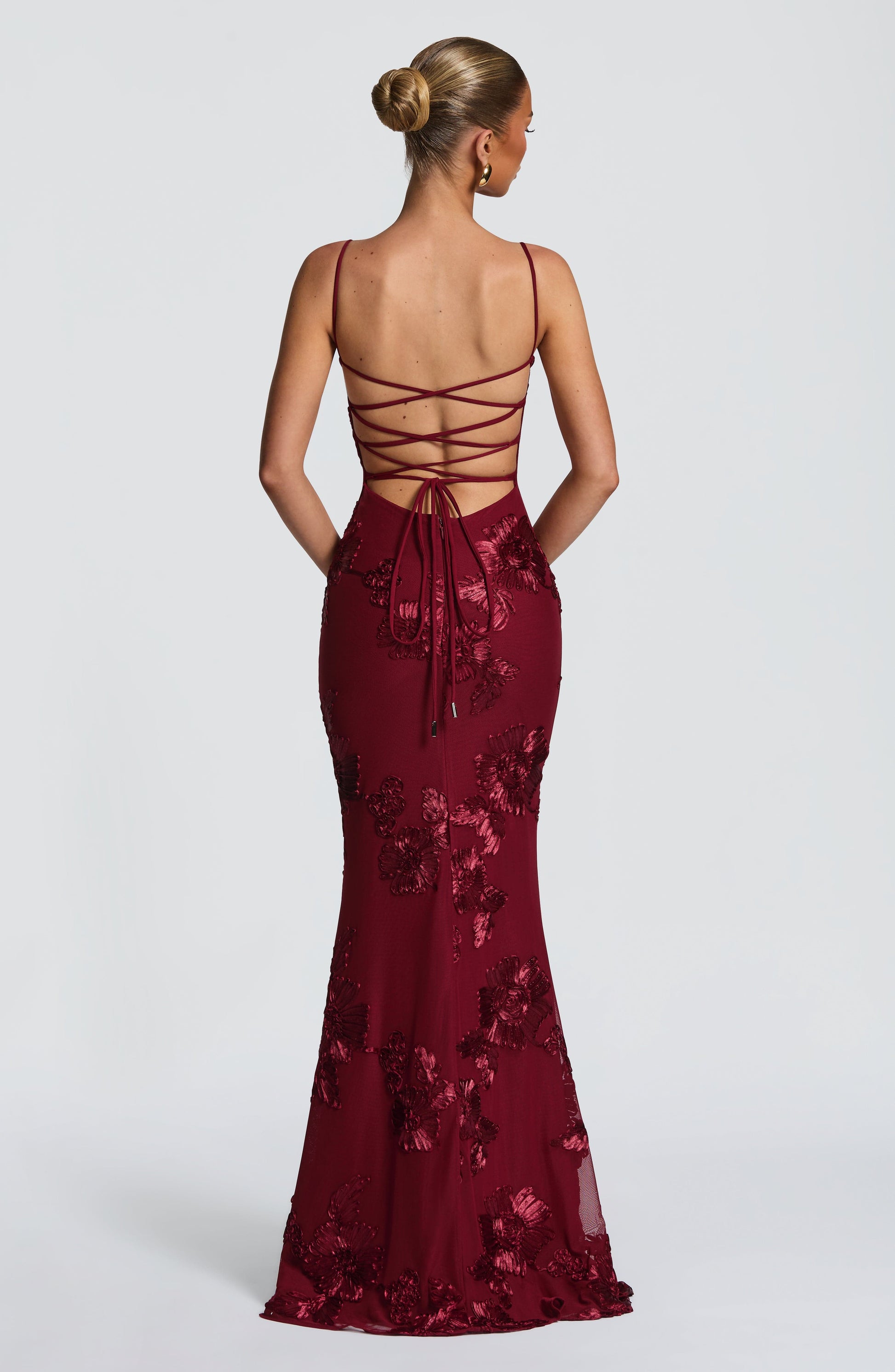 Nefertiti Plum Silk Maxi Dress Burgundy 2