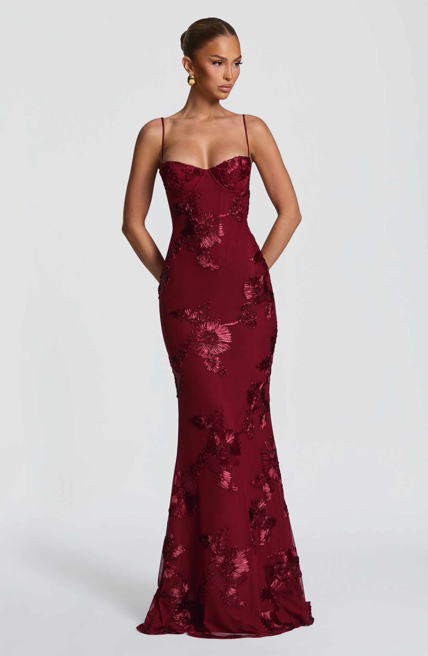 Nefertiti Plum Silk Maxi Dress Burgundy 1