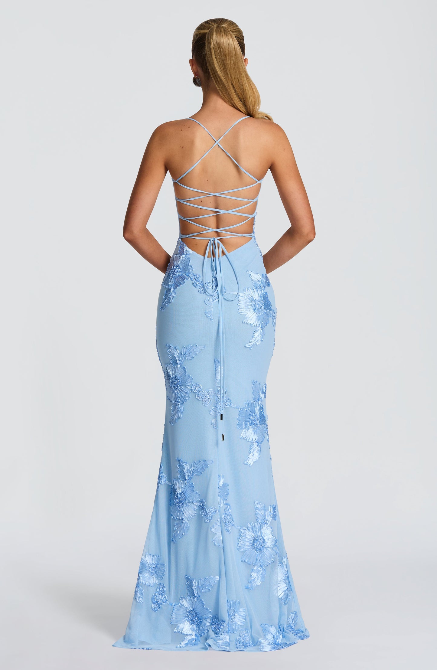 Nefertiti Plum Silk Maxi Dress Glacier Blue 2