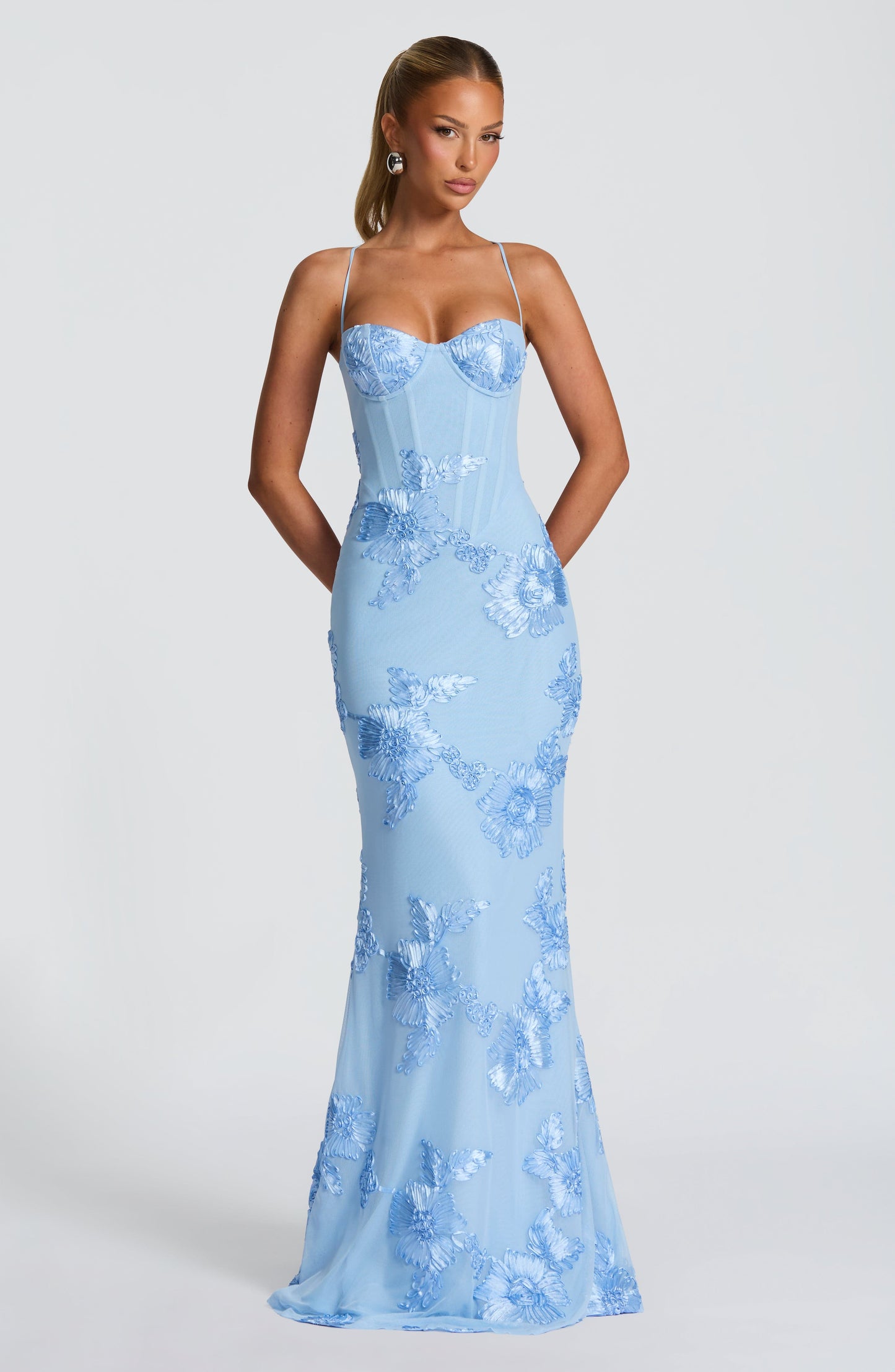Nefertiti Plum Silk Maxi Dress Glacier Blue 1