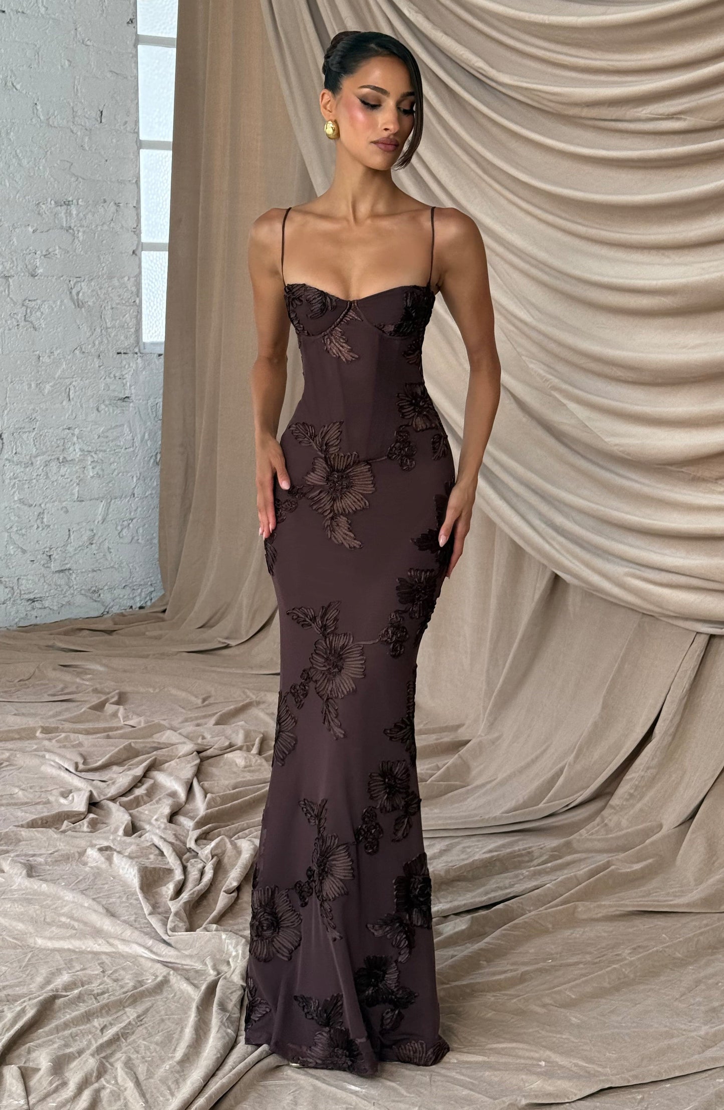Nefertiti Plum Silk Maxi Dress Plum Brown 5